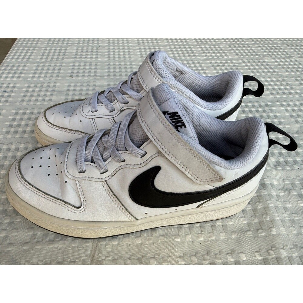 Nike Court Borough Low 2 White Black Sneakers Size 2Y Toddler Kids Shoes